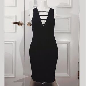 DON'T ASK WHY- Sexy Black Sleeveless Strappy Dress
